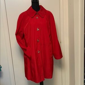 London Fog Vibrant Deep Red Outerwear Trench Coat Toggle Buttons Size X Large